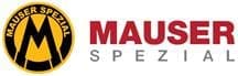 A red and white logo of maurer specialty