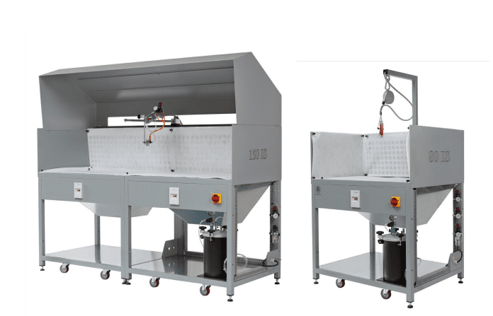 Industrial gray machinery with control panels.