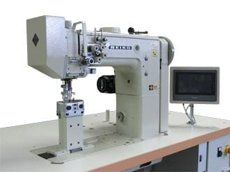 Industrial sewing machine with digital display.