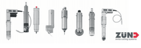 Zünd cutting tools lineup with logo.