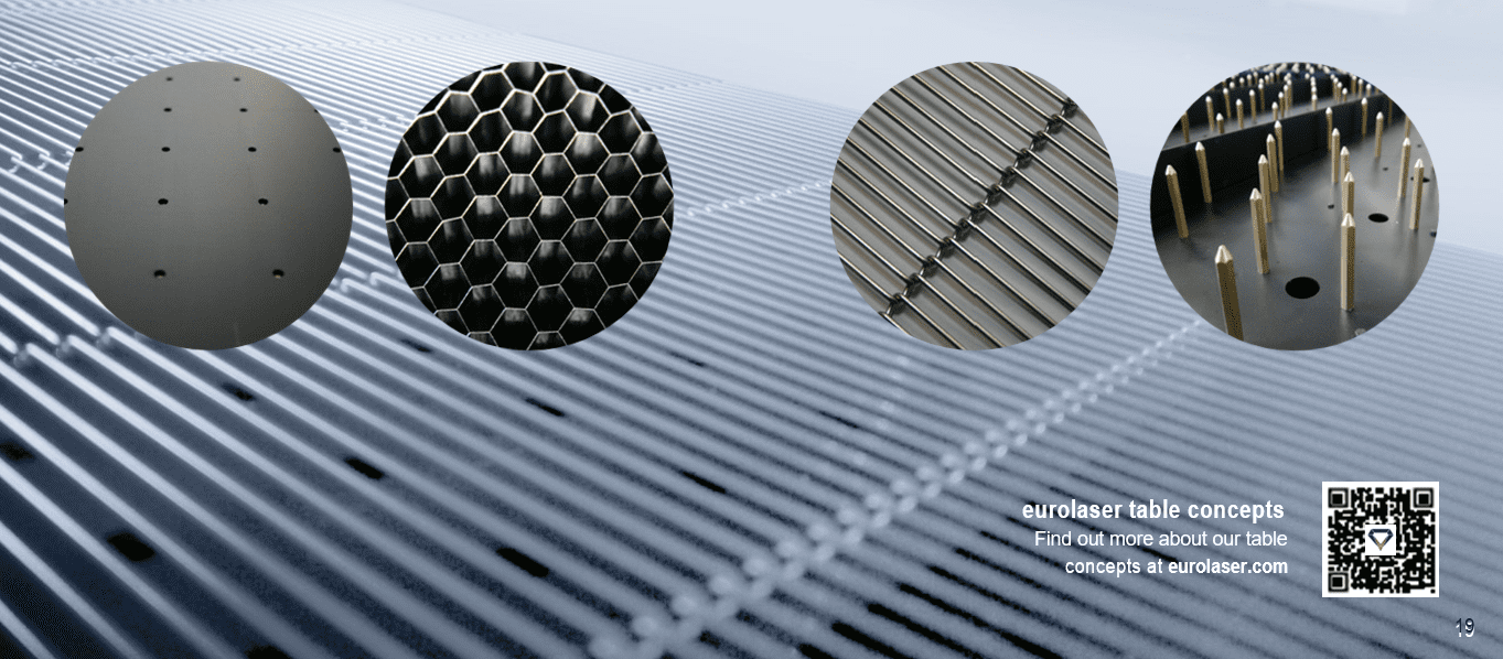 Laser cutting table concepts with QR code.