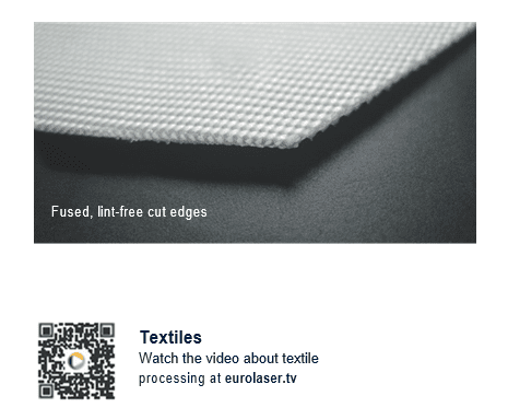 Textile with fused, lint-free cut edges.