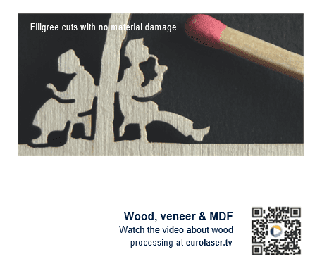 Laser-cut wood silhouette and matchstick.